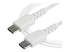 StarTech.com 1m USB C Charging Cable, Durable Fast Charge & Sync USB 2.0 Type C to USB C Laptop Charger Cord, TPE Jacket Aramid Fiber M/M 60W White, Samsung S10, S20 iPad Pro MS Surface - Høyre vinkel