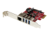 StarTech.com 3 Port PCI Express USB 3.0 Card + Gigabit Ethernet - Høyre vinkel